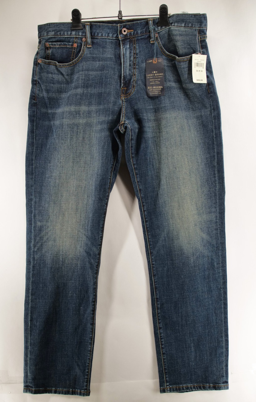 Lucky Brand 221 Original Straight Jeans Mens 36x32 NWT Kerman Medium Wash Blue